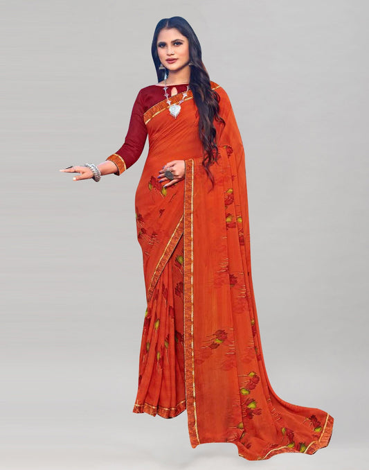 Orange Georgette Saree | Sudathi
