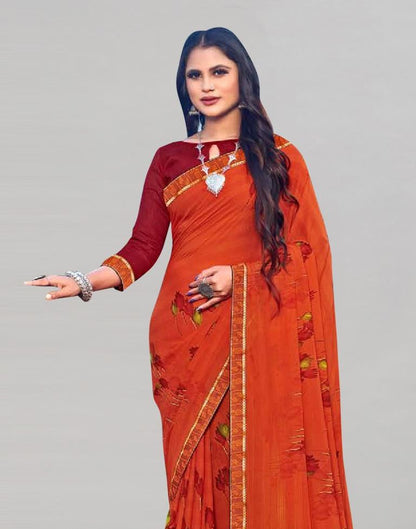 Orange Georgette Saree | Sudathi
