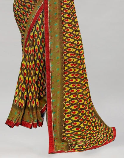 Olive Green Georgette Saree | Sudathi