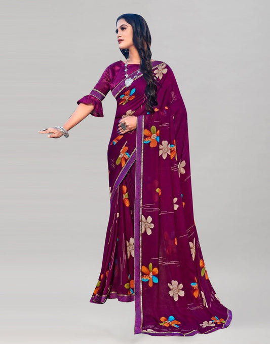 Wine Georgette Saree | Sudathi