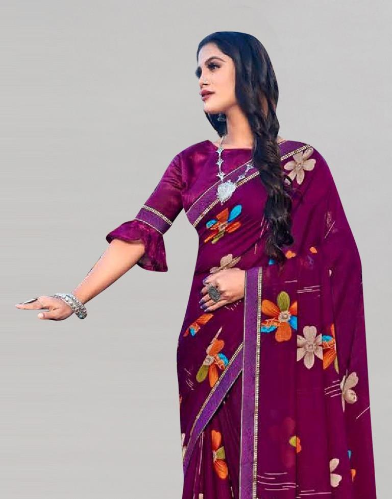 Wine Georgette Saree | Sudathi