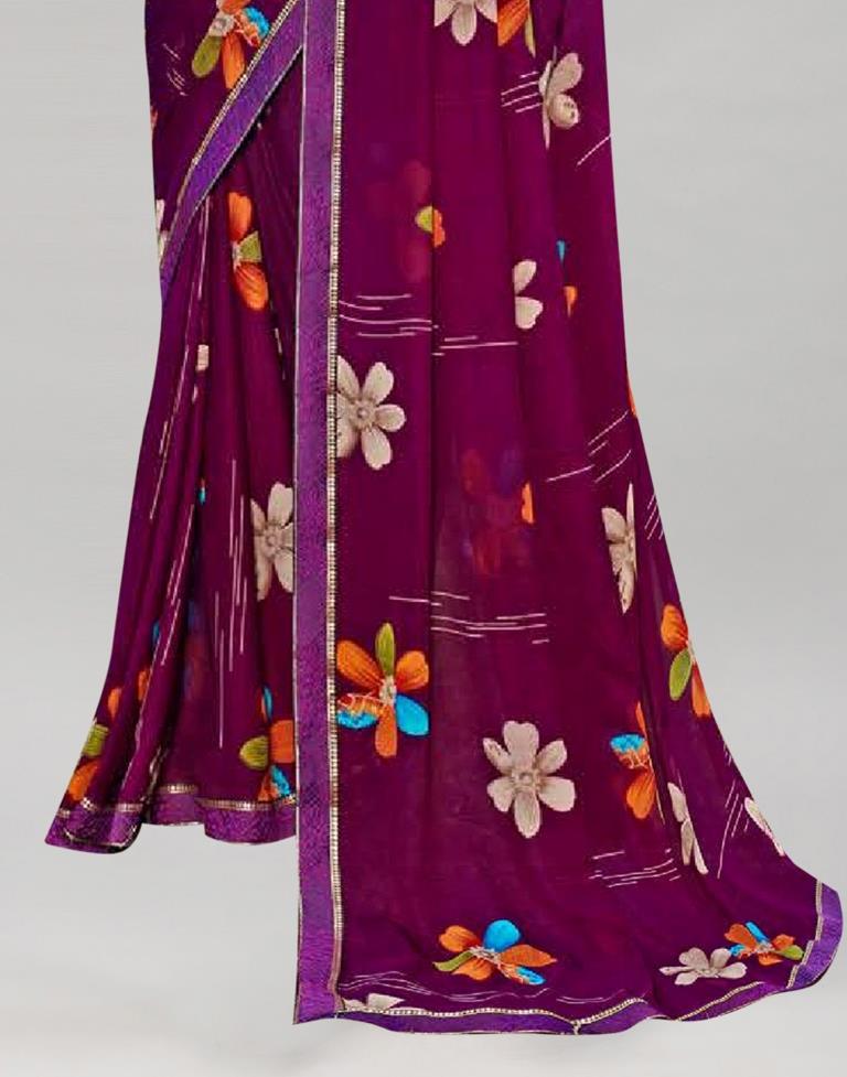 Wine Georgette Saree | Sudathi