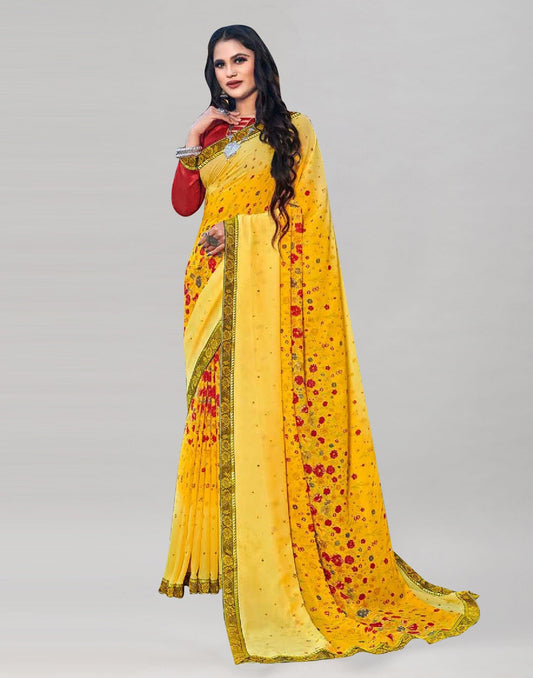 Yellow Georgette Saree | Sudathi