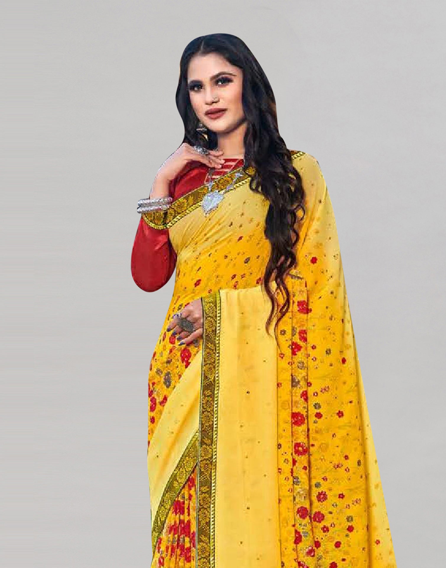 Yellow Georgette Saree | Sudathi