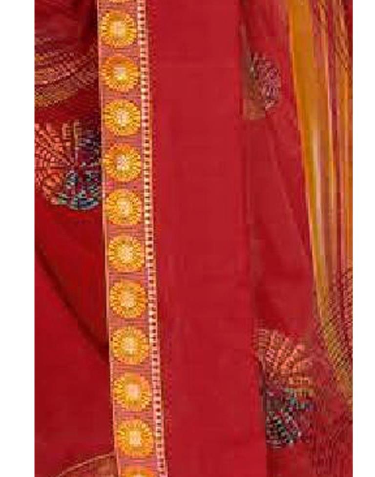 Red Printed Georgette Saree