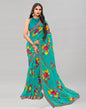 Turquoise Blue Printed Georgette Saree