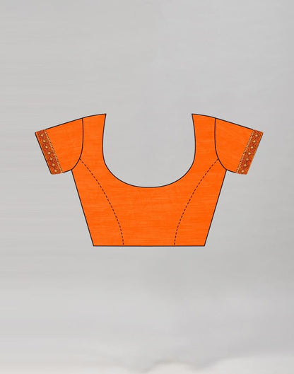 Orange Printed Georgette Saree