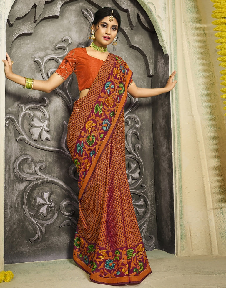 Orange Paithani Silk Saree With Tassels | Sudathi