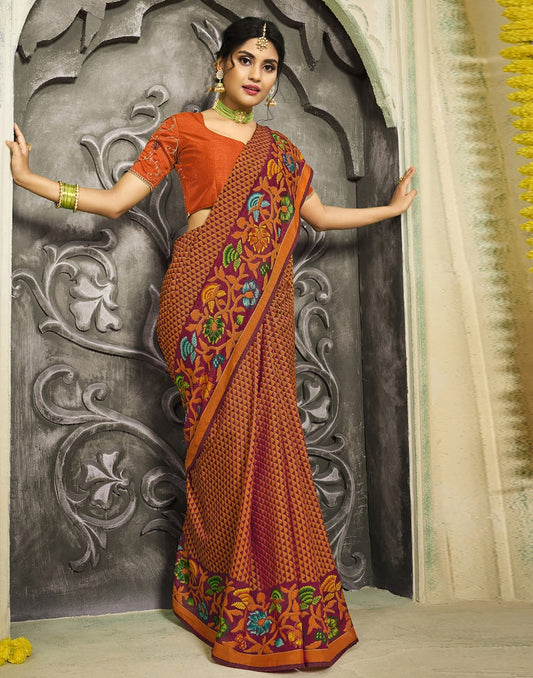 Orange Paithani Silk Saree With Tassels | Sudathi