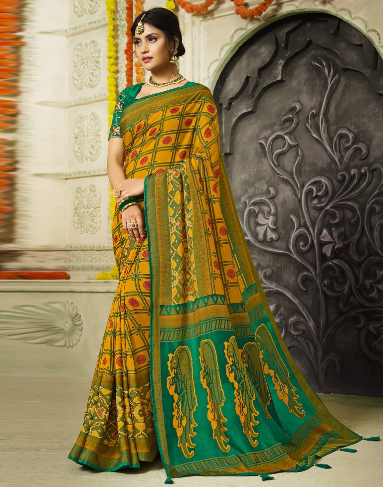 Mustard Yellow Paithani Silk Saree | Sudathi