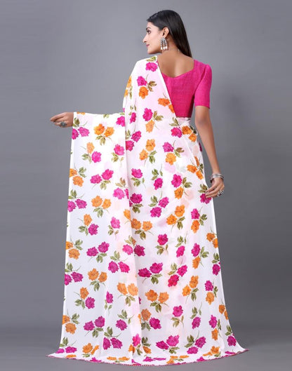 White Printed Saree | Sudathi