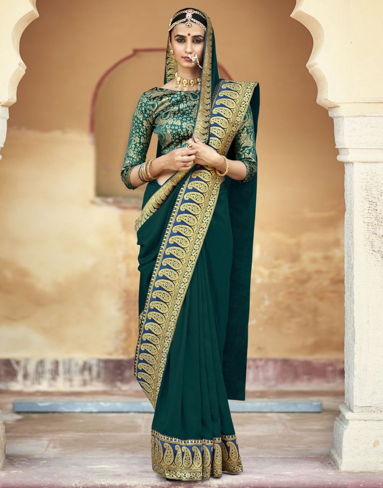 Dark Green Silk Saree | Sudathi