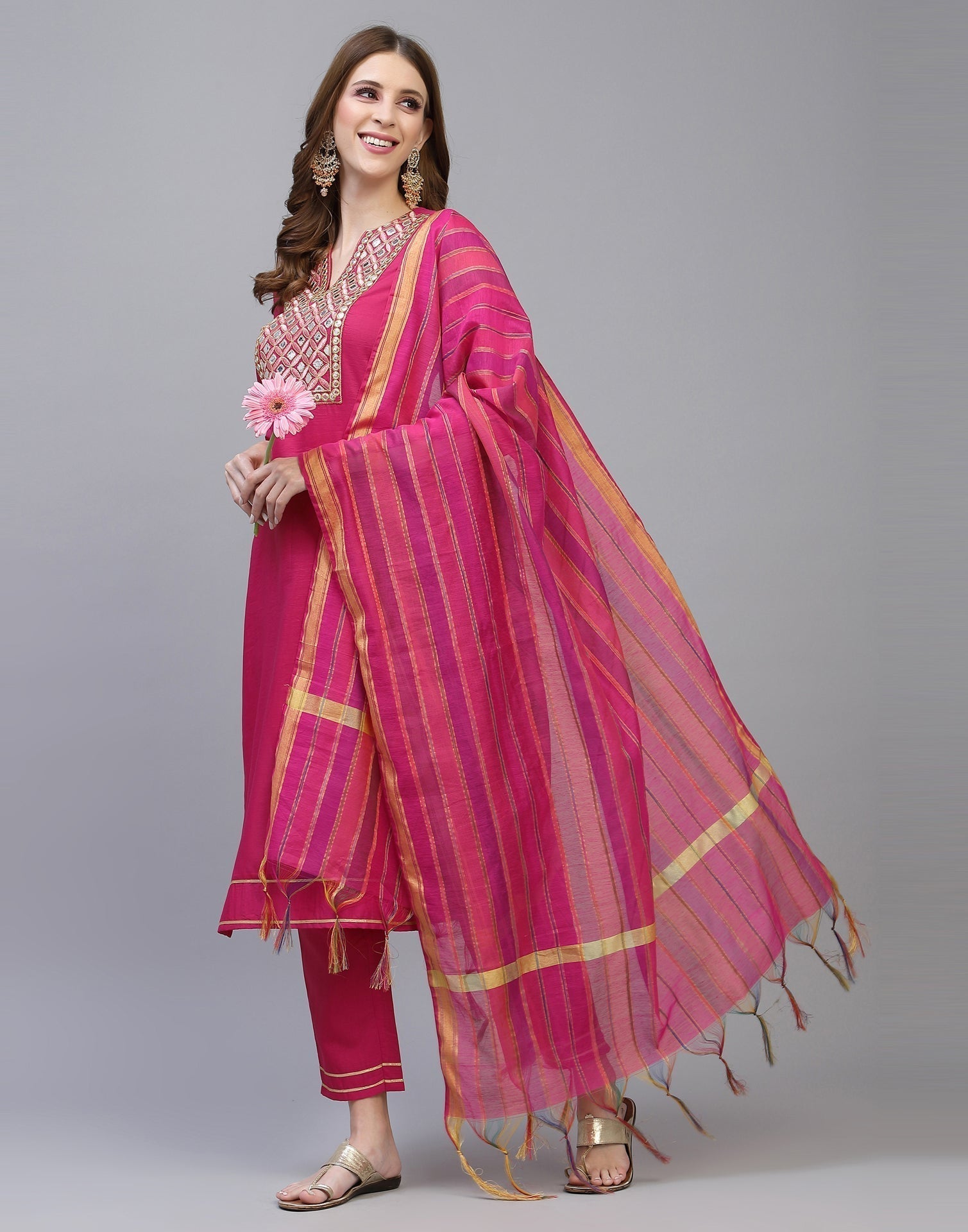 Pink Kurti With Pant And Dupatta | Sudathi