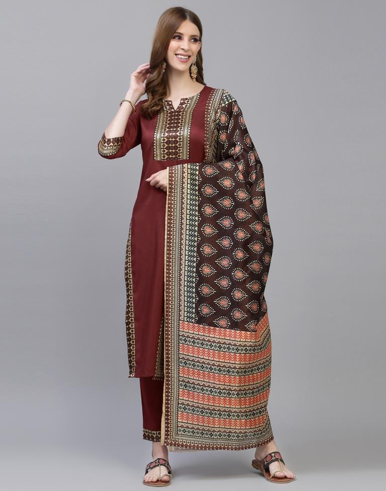 Maroon Kurti With Pant And Dupatta | Sudathi