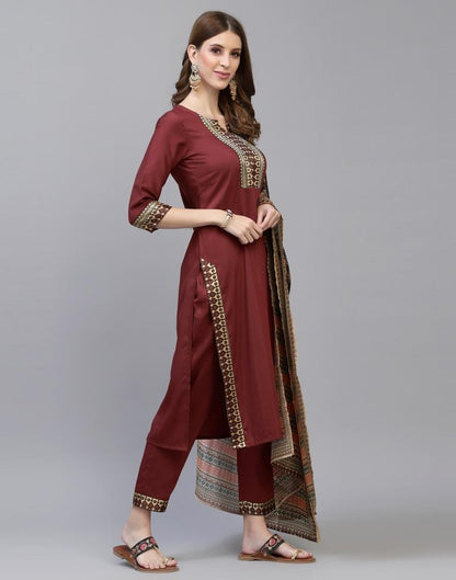 Maroon Kurti With Pant And Dupatta | Sudathi