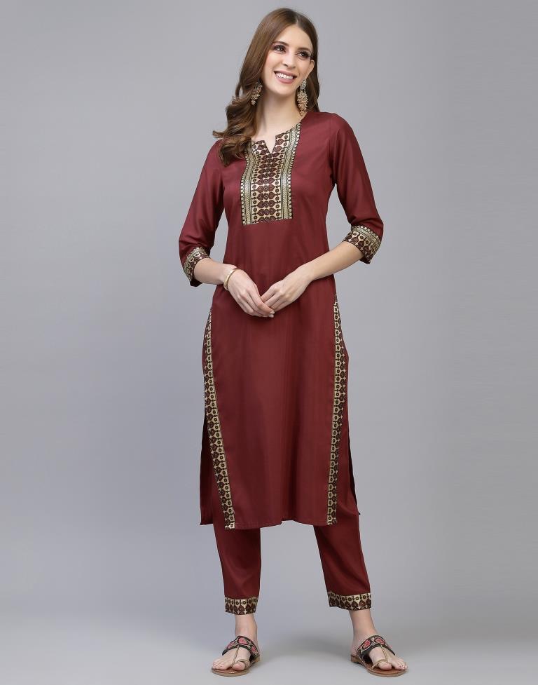 Maroon Kurti With Pant And Dupatta | Sudathi