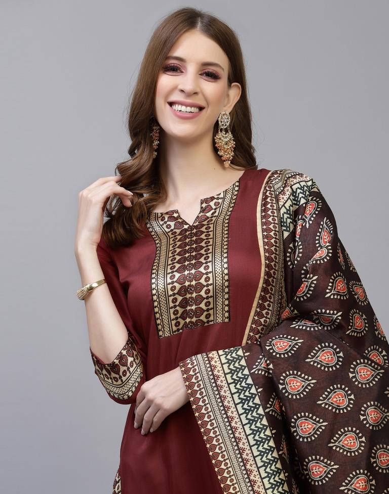 Maroon Kurti With Pant And Dupatta | Sudathi