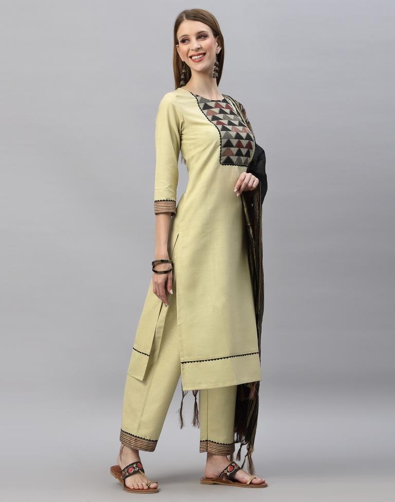 Beige Kurti With Pant And Dupatta | Leemboodi