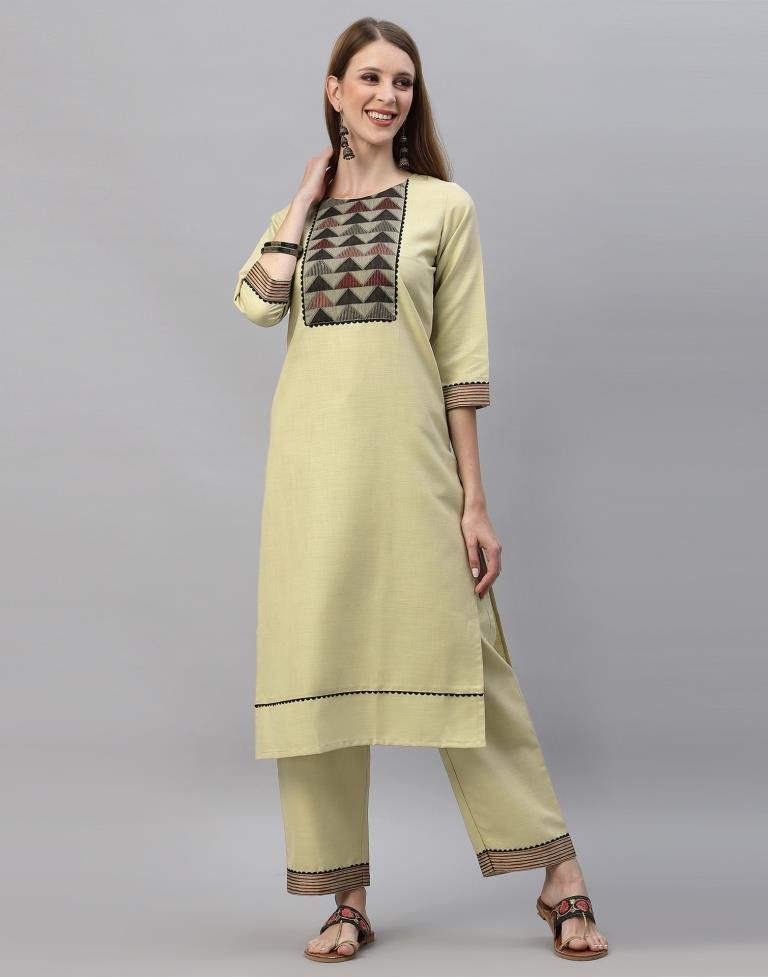 Beige Kurti With Pant And Dupatta | Leemboodi