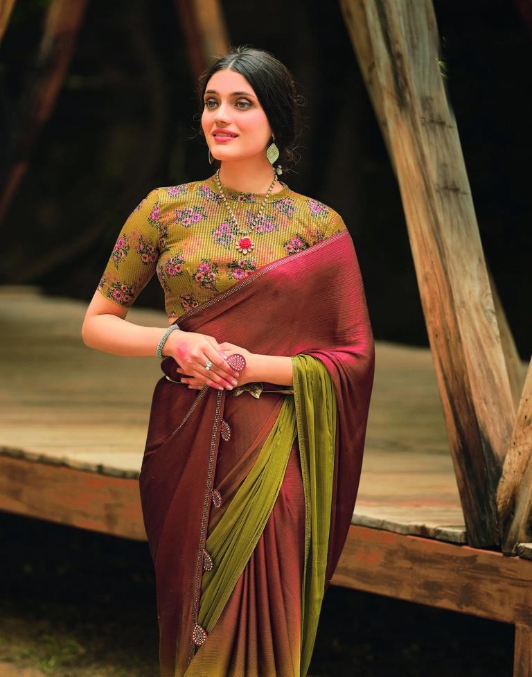 Lime Green Chiffon Saree | Sudathi