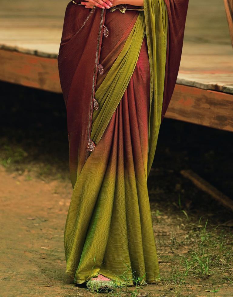 Lime Green Chiffon Saree | Sudathi