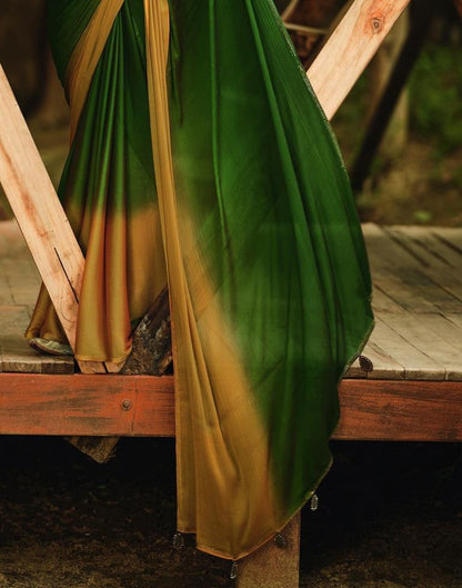Bottle Green Chiffon Saree | Sudathi
