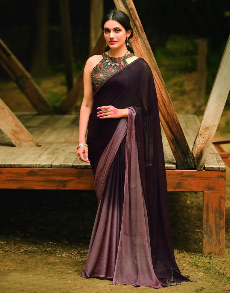 Wine Chiffon Saree | Sudathi