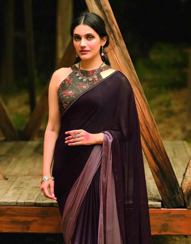 Wine Chiffon Saree | Sudathi