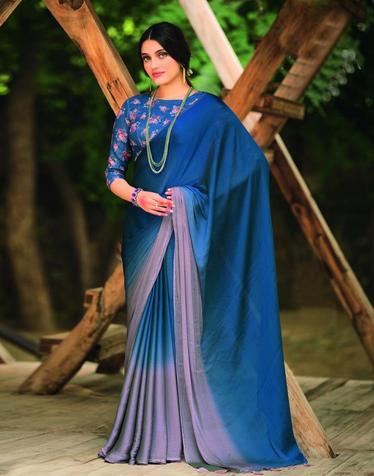 Navy Blue Chiffon Saree | Sudathi