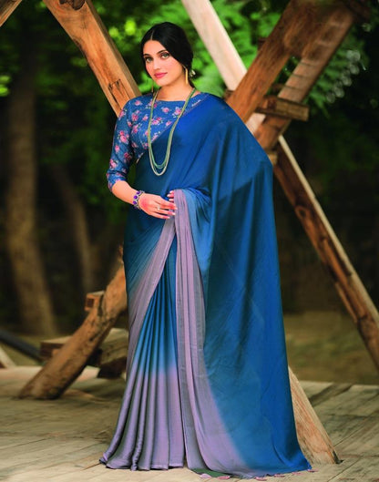 Navy Blue Chiffon Saree | Sudathi