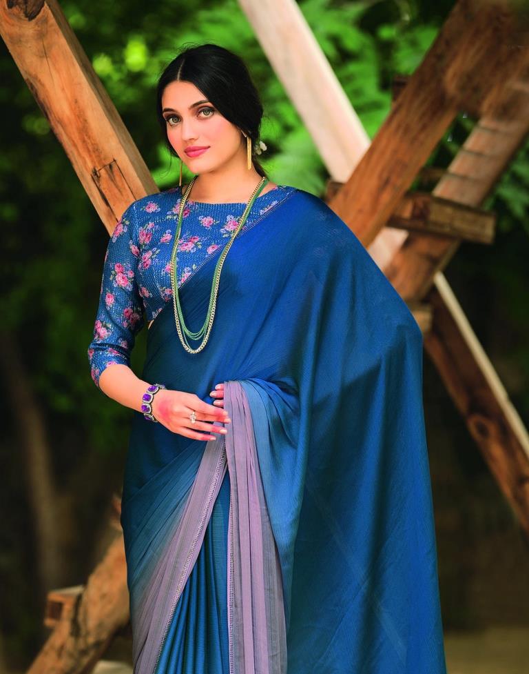 Navy Blue Chiffon Saree | Sudathi