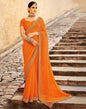 Orange Bandhani Saree with Embroidery Border | Sudathi