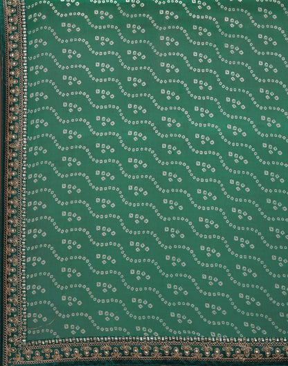 Green Bandhani Saree with Embroidery Border | Sudathi