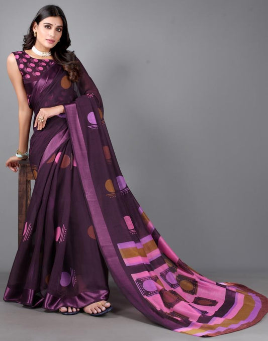 Wine Cotton Saree | Sudathi