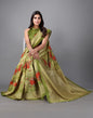 Olive Green Printed Saree | Sudathi