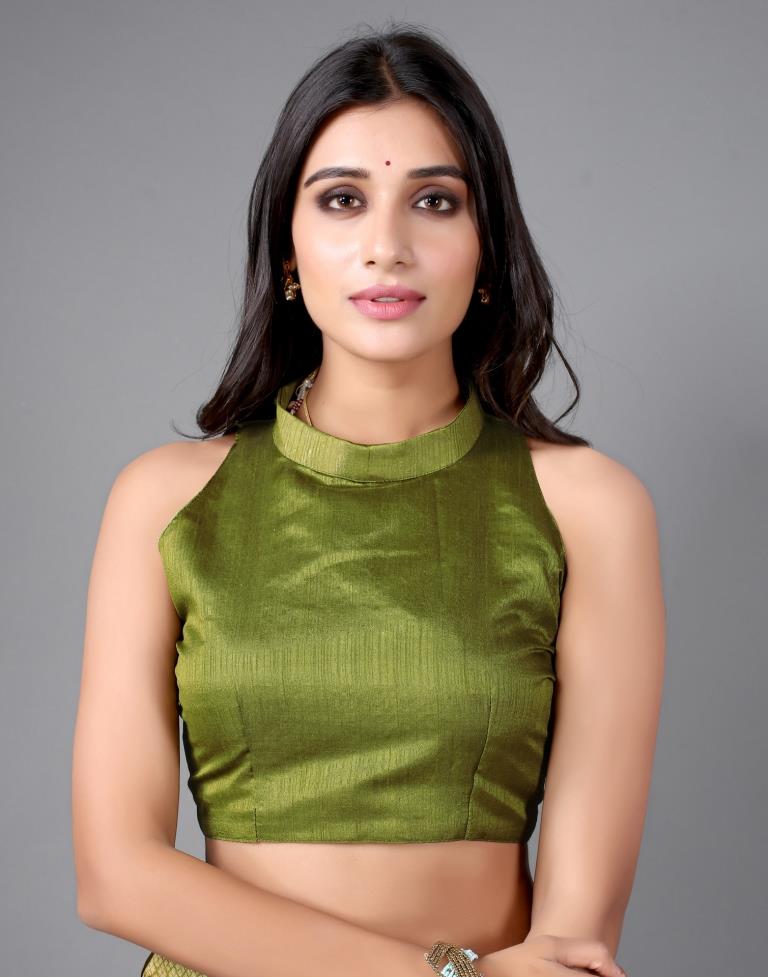 Olive Green Printed Saree | Sudathi