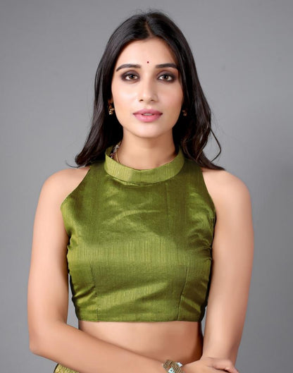 Olive Green Printed Saree | Sudathi