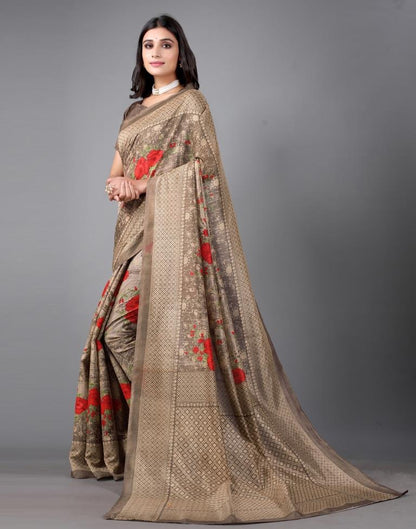 Brown Printed Saree | Sudathi