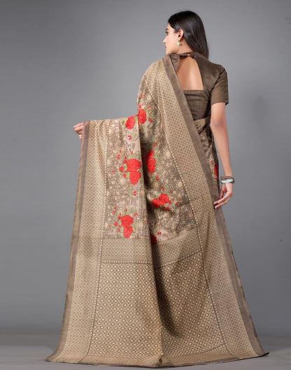 Brown Printed Saree | Sudathi