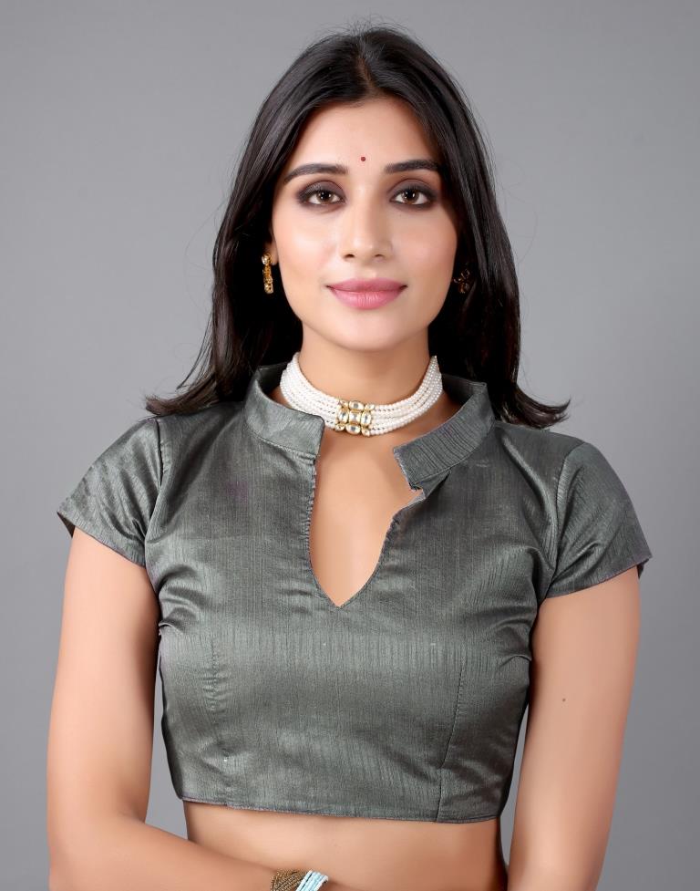 Steel Grey Printed Saree | Sudathi