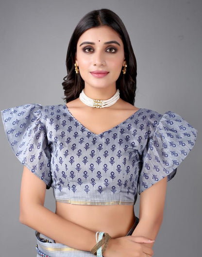 Grey Printed Saree | Sudathi