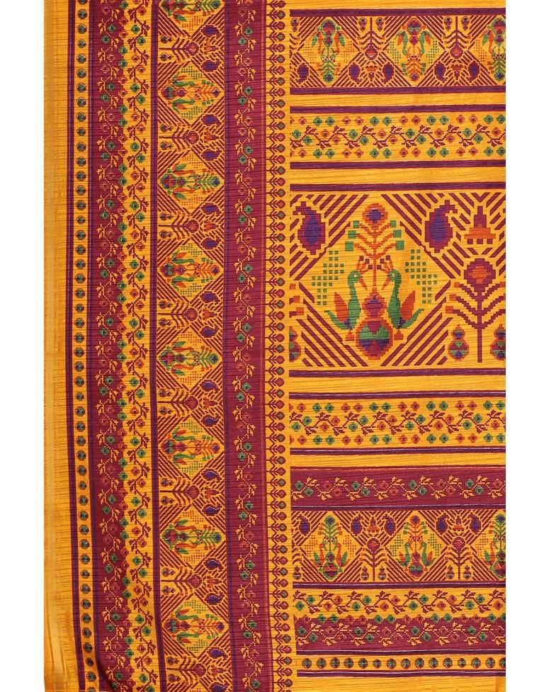 Turmeric Yellow Printed Saree | Sudathi