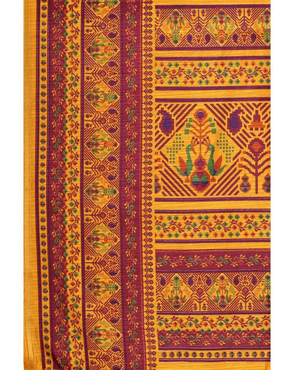 Turmeric Yellow Printed Saree | Sudathi