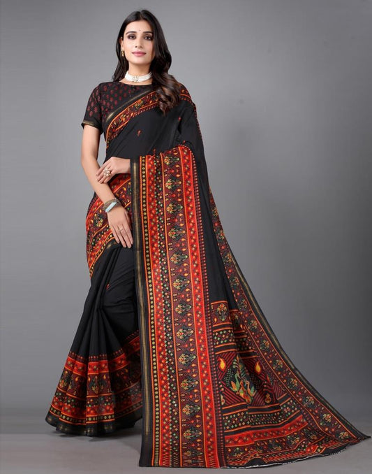 Black Printed Saree | Sudathi