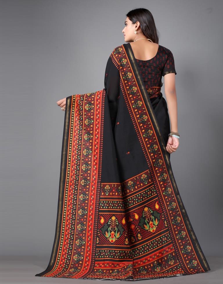 Black Printed Saree | Sudathi