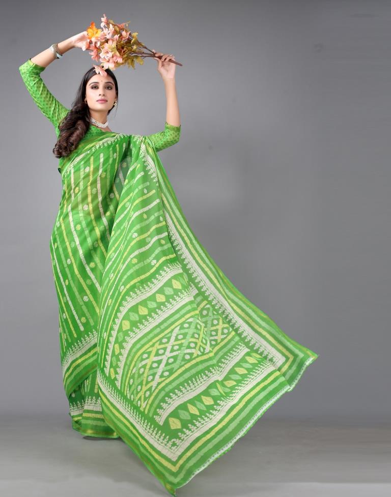 Parrot Green Cotton Saree | Sudathi