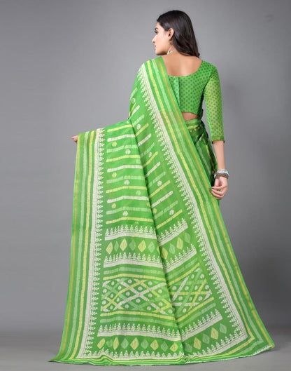 Parrot Green Cotton Saree | Sudathi