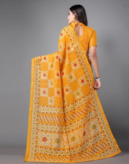 Mustard Yellow Cotton Saree | Sudathi