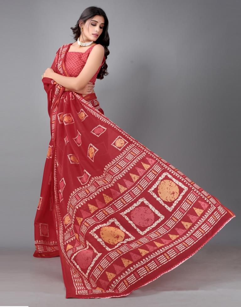 Red Cotton Saree | Sudathi