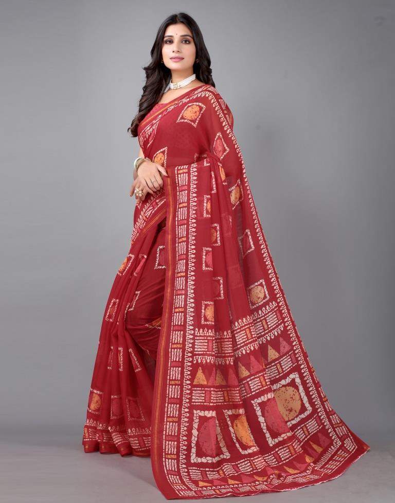 Red Cotton Saree | Sudathi